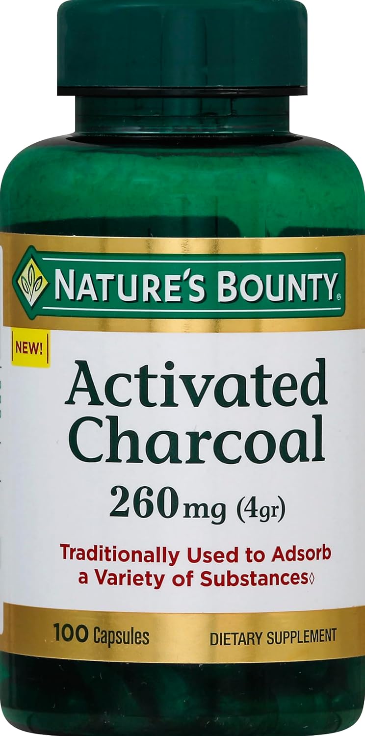 Activated Charcoal Capsules 260mg - 100 Count for Healthy Living - Natural Dietary Supplement