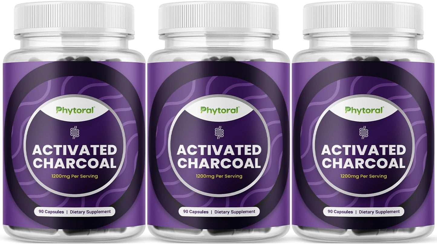 Activated Charcoal Coconut Capsules 1200mg for Detox & Cleanse - Bloating Relief - Active Supplement for Body & Gut Health - 270 Count