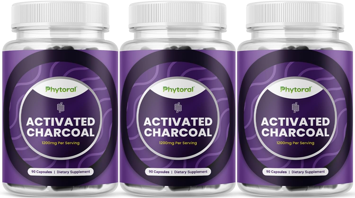 Activated Charcoal Coconut Capsules 1200mg for Detox & Cleanse - Bloating Relief - Active Supplement for Body & Gut Health - 270 Count