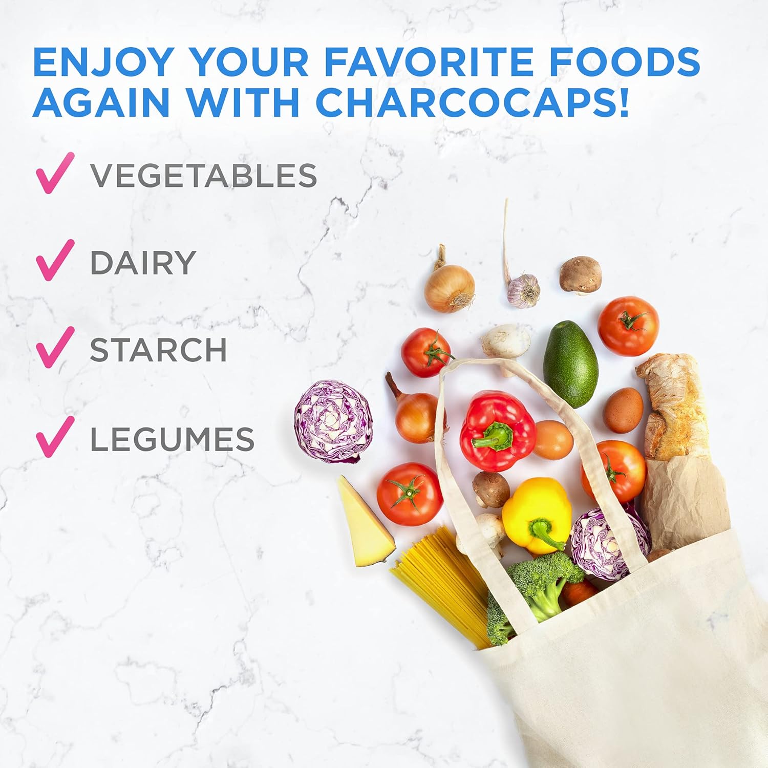 Activated Charcoal Gas Relief Capsules for Bloating & Flatulence - Fast Acting Detox Formula, 100 Capsules