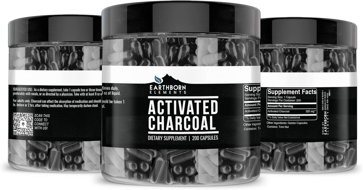 Activated Charcoal & Magnesium Citrate Capsule Bundle (200 caps) - Pure, Undiluted, Additive-Free