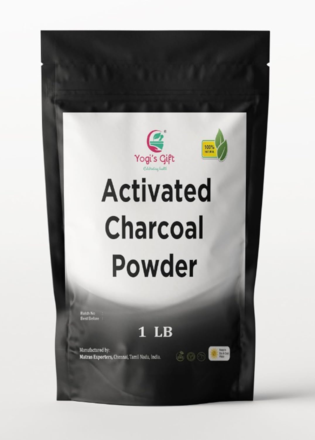 Activated Charcoal Powder 1 LB by Yogi's Gift® | Coconut Shell-Based for Facial Scrub & Soap Making | Grounded Charcoal Powder for Skin Health