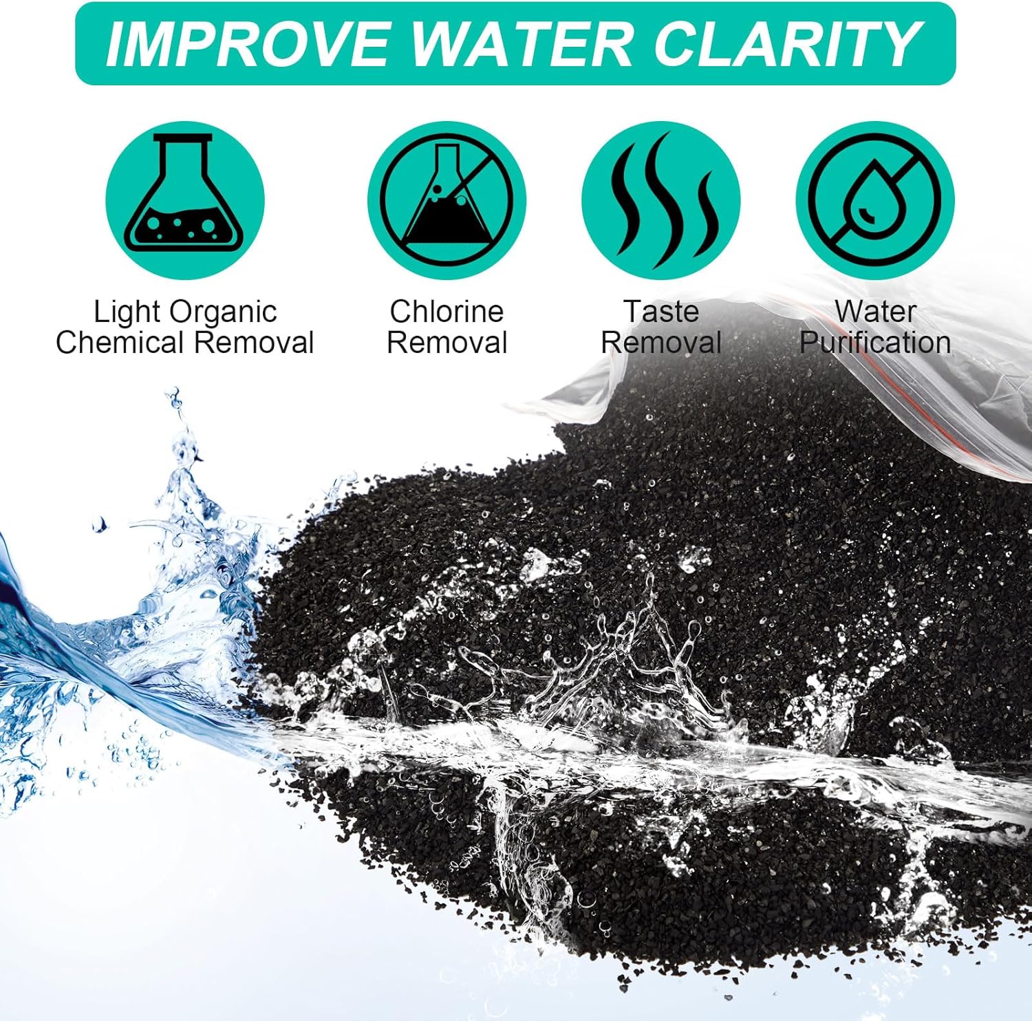 Activated Charcoal Powder Bulk Granular Carbon Coconut Pellets for Water & Air Filtration - 10lbs