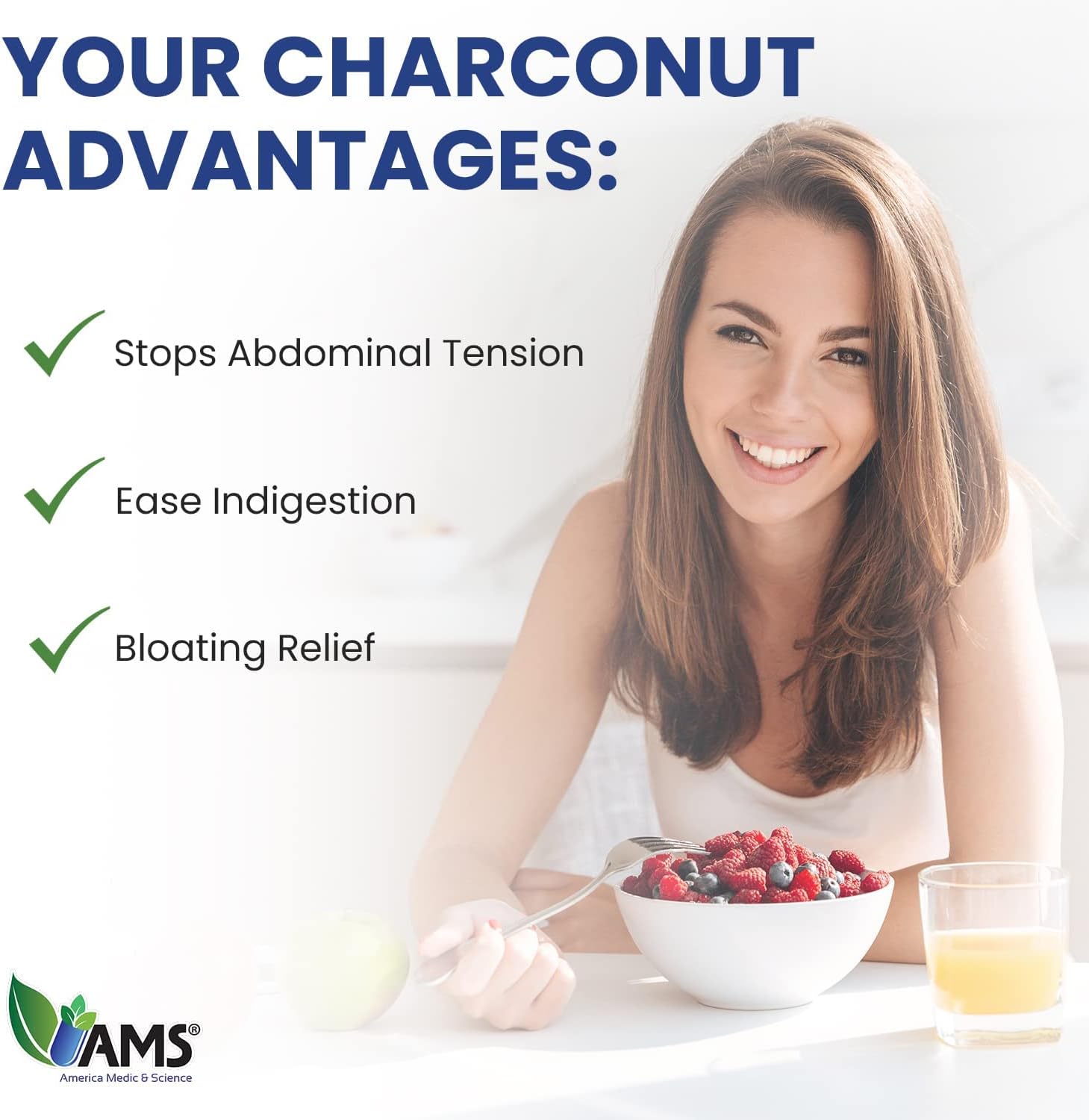 Activated Charcoal Supplement with Coconut Husk for Stomach Health - 200 Capsules