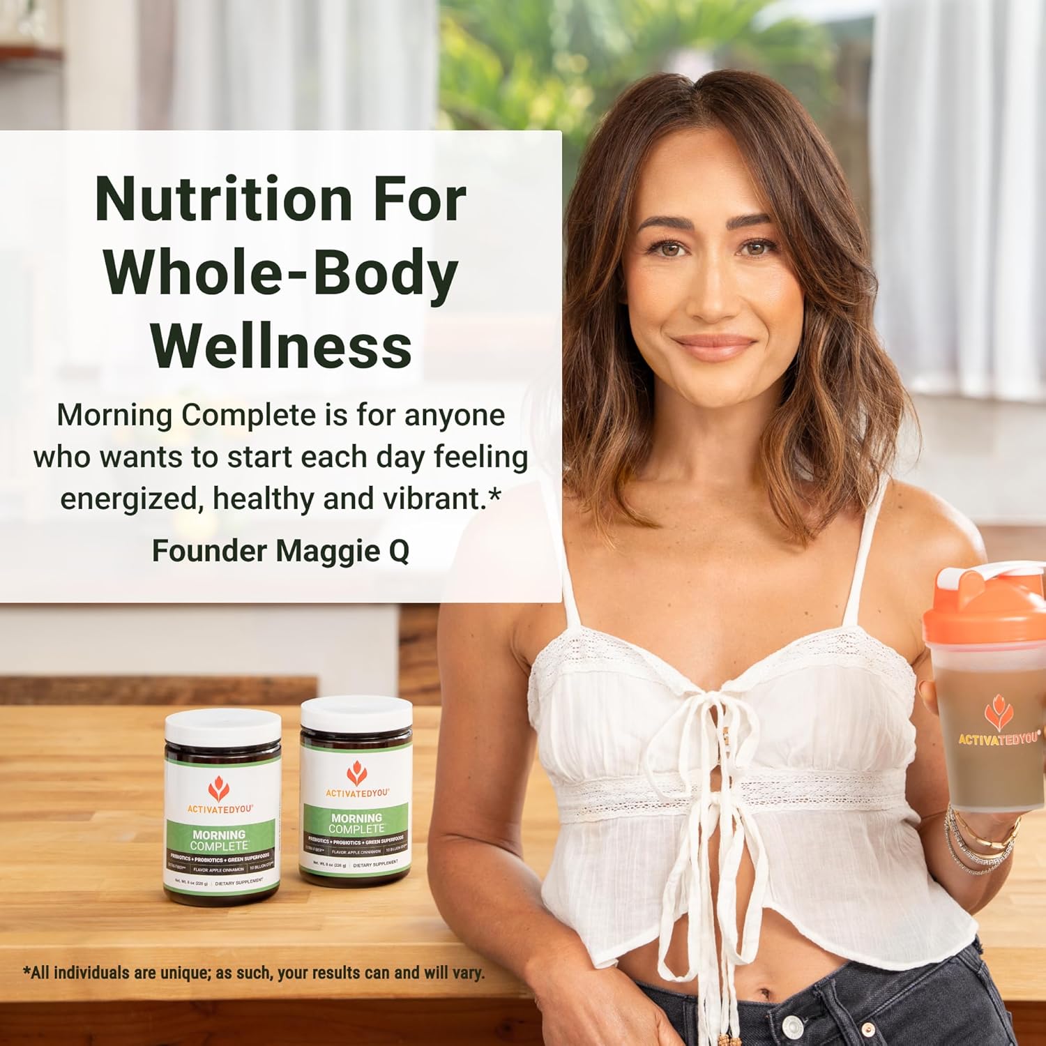 ACTIVATEDYOU Morning Complete Green Superfood Drink Mix for Gut Health with Prebiotics, Probiotics, Antioxidants, 10 Billion CFUs, 30 Servings - Apple Cinnamon Flavor