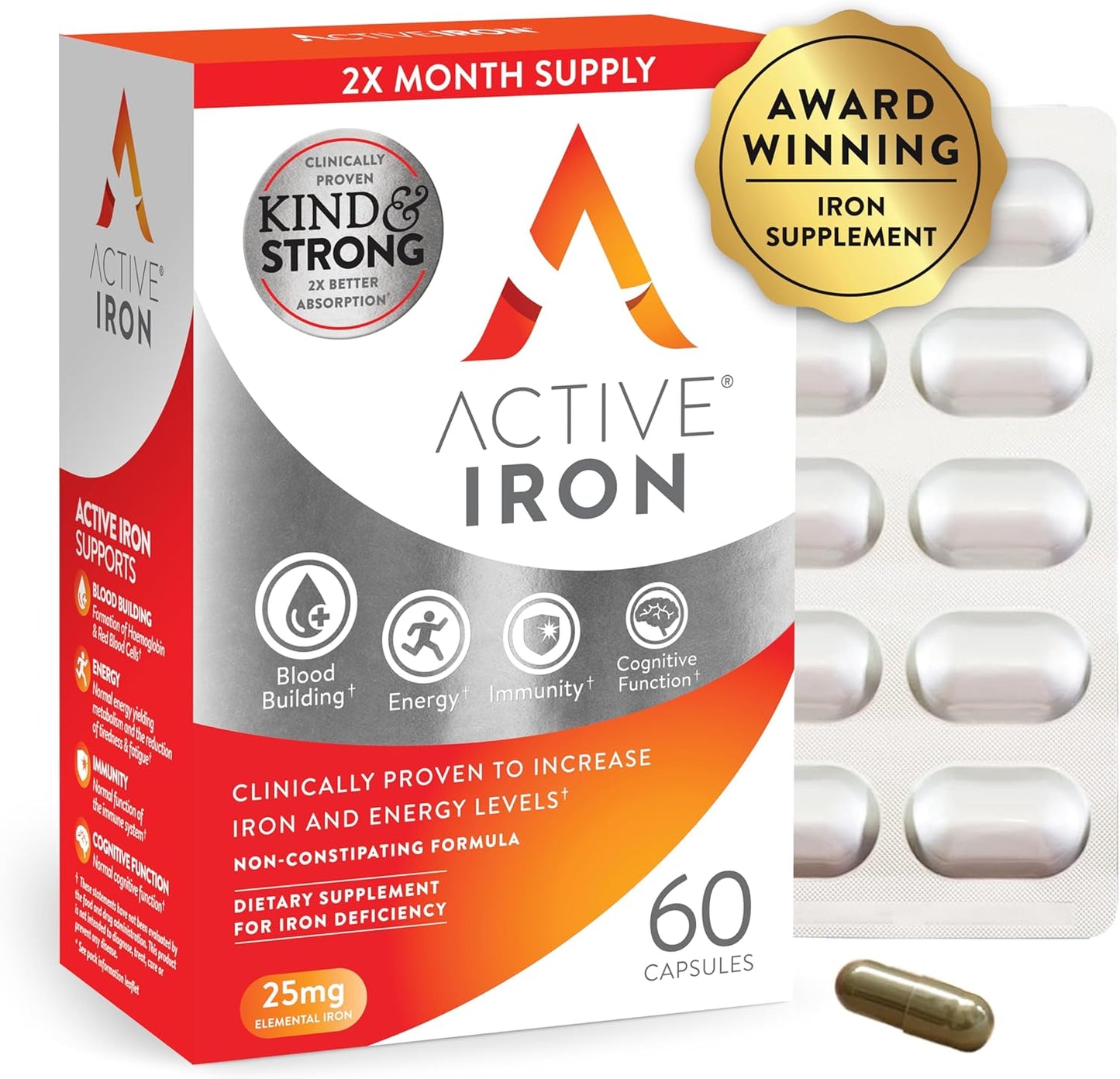ActiveIron Women's Non-Constipating Iron Capsules & Multivitamin Bundle - High Potency Supplement for Energy & Immune System Boost, 2X Absorption (60 Capsules)