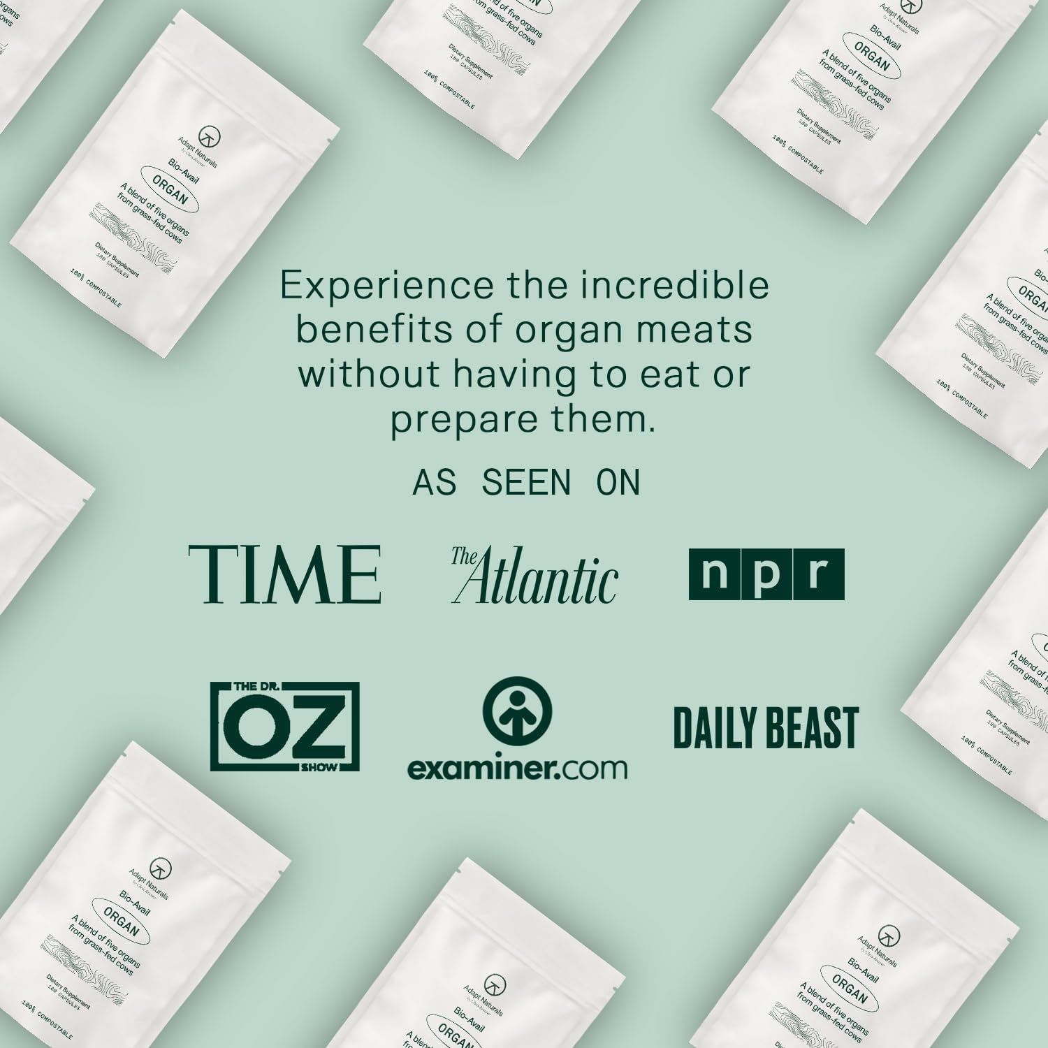 Adapt Naturals Grass Fed Beef Organ Supplement Capsules for Liver Cleanse & Repair - Source of CoQ10 - 30 Day Supply