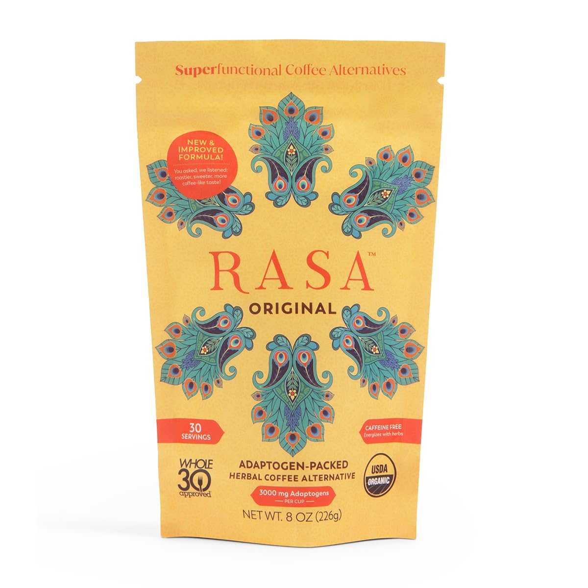 Adaptogenic Mushroom Coffee Alternative for Wellness, Sleep, Skin - Vegan, Keto, Ayurvedic Tonic with Chaga + Reishi - 8 oz