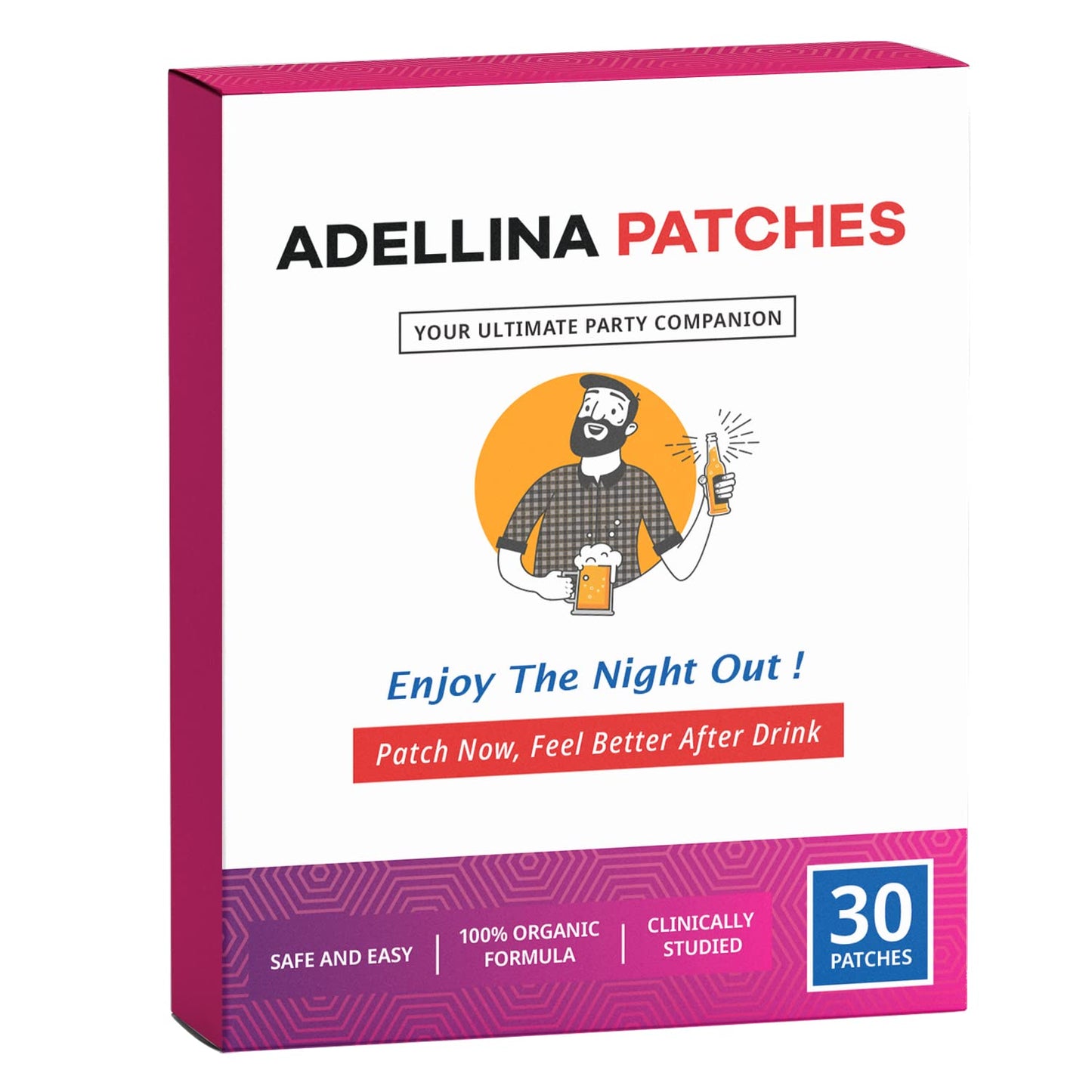 Adellina Party Treat Patches - 30 Patches: Natural Ingredients for Refreshed & Energized Mornings - 12 Formulas for Recovery