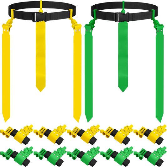 Adjustable 12 Player Flag Football Belts and Flags Set for Team Training Sport Events - Suitable for Kids, Teens, and Adults