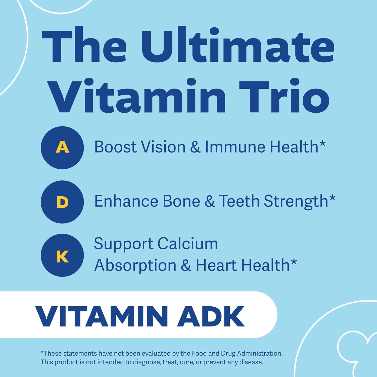 ADK Gummies Vitamins - 3000 iu A, 5000 iu D3, 500mcg K2 Supplement - Immune, Joint, Bone, Heart, Vision Support - Blueberry Flavor - 60 Count