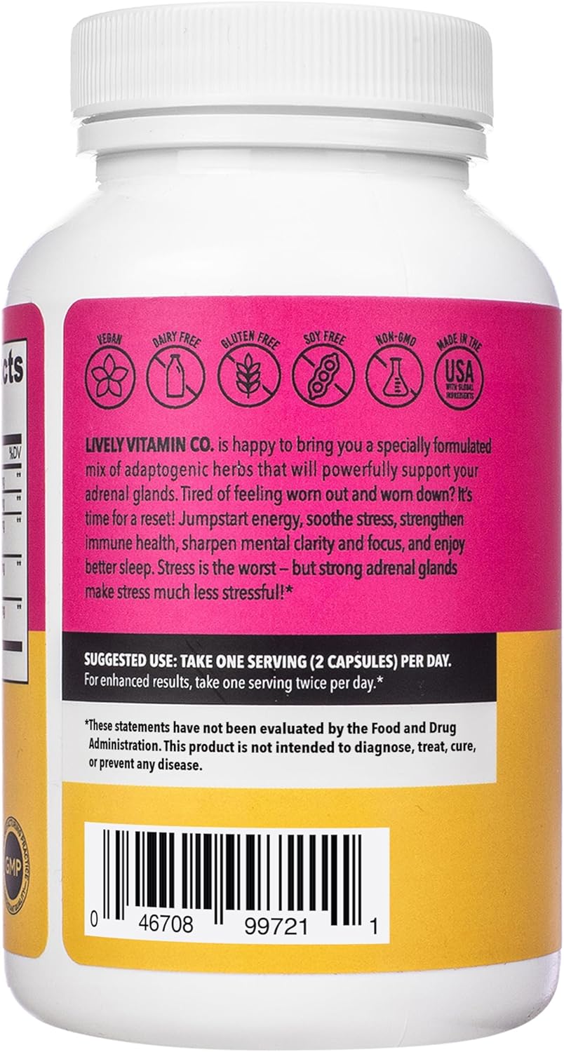 Adrenal Boost Supplement for Immune Support, Stress Relief, Memory, and Focus - 120 Vegetarian Capsules with Ashwagandha, Maca, Rhodiola, Ginseng for Restful Sleep