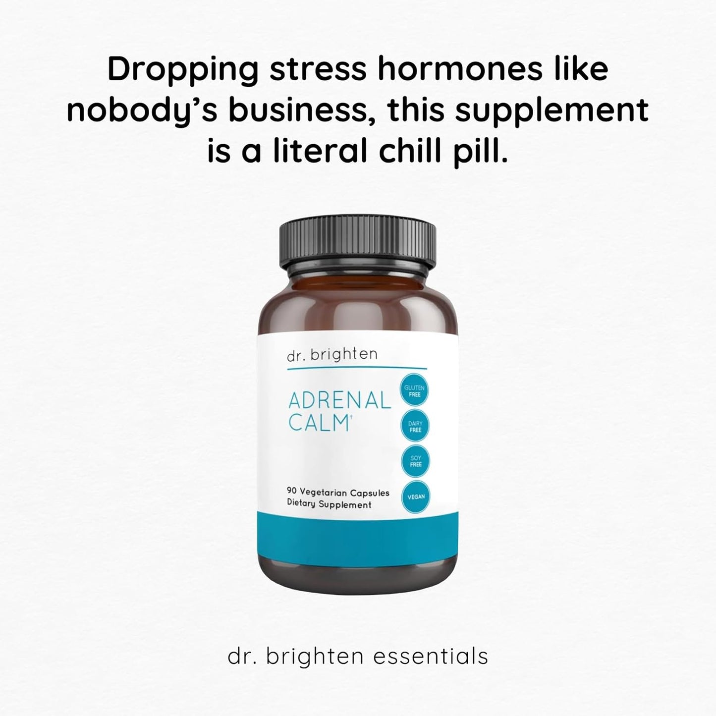 Adrenal Calm Supplement with Ashwagandha, B Vitamins, and Lemon Balm for Stress Relief and Better Sleep - Non-GMO, 90 Capsules