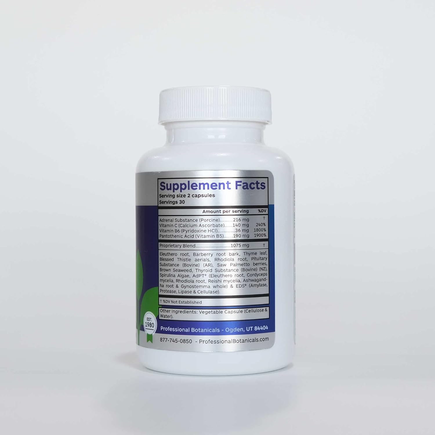 Adrenal Complex Supplement for Healthy Adrenal Function, Stress Relief, Energy - 90 Vegetarian Capsules by Professional Botanicals