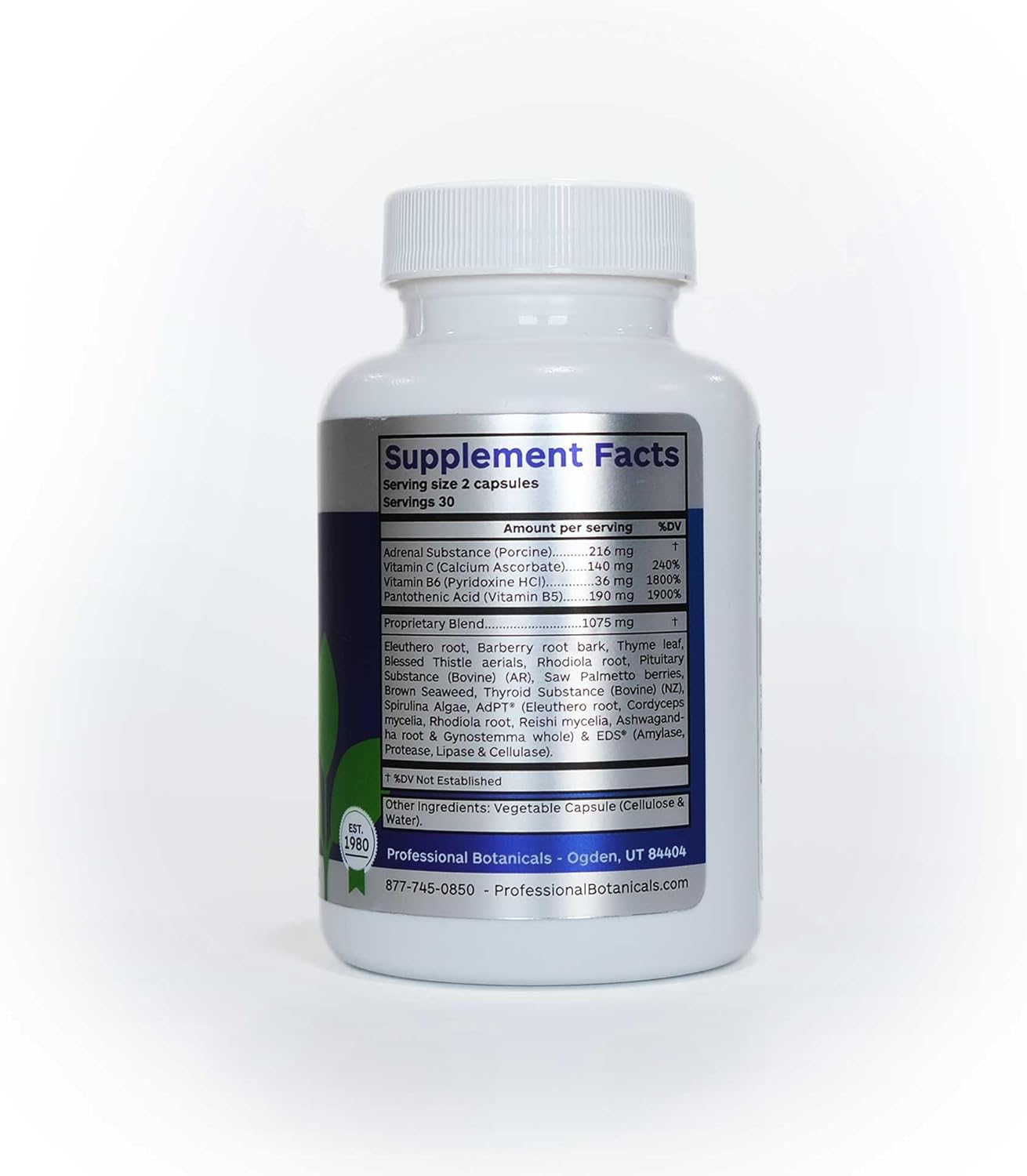 Adrenal Complex Supplement for Healthy Adrenal Function, Stress Relief, Energy - 90 Vegetarian Capsules by Professional Botanicals