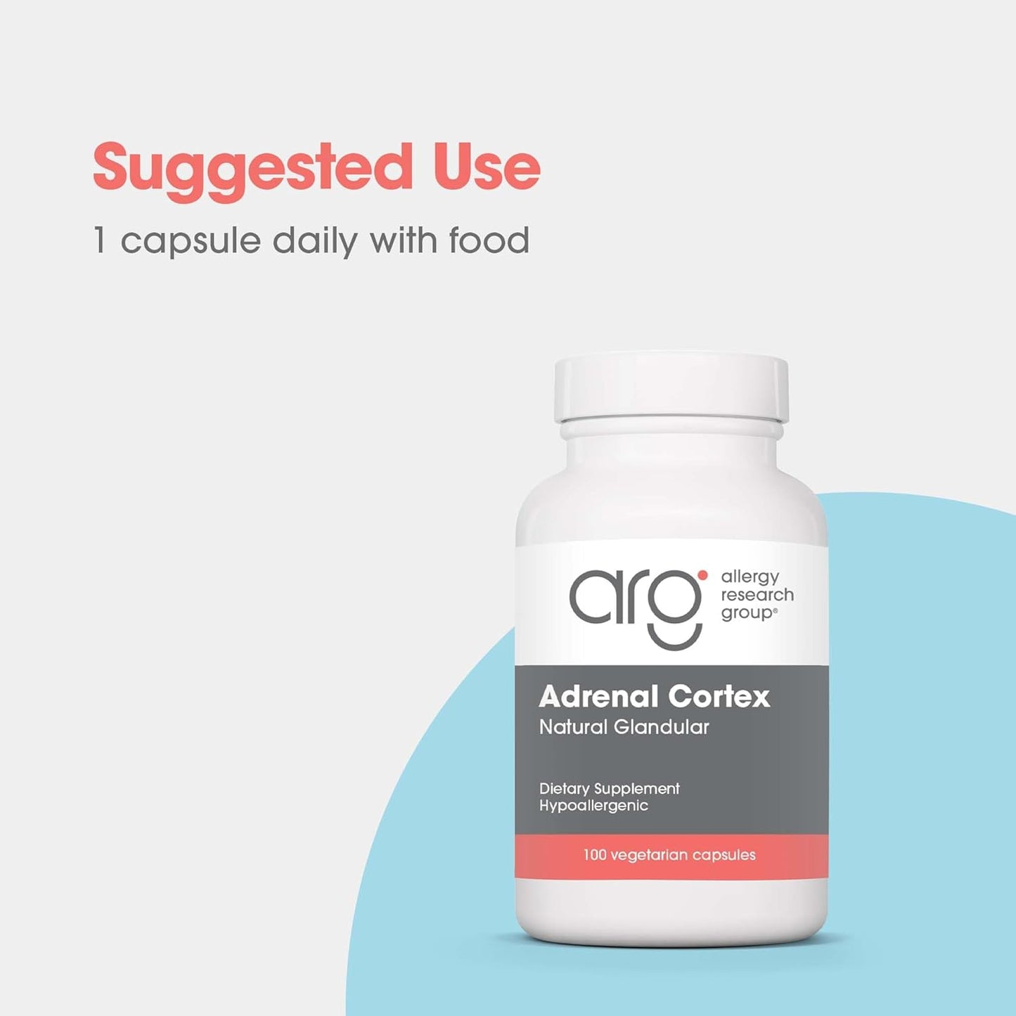 Adrenal Cortex Support Capsules - 100mg Adrenal Extract, Bovine Glandular Supplement for Immune Function - 100 Count