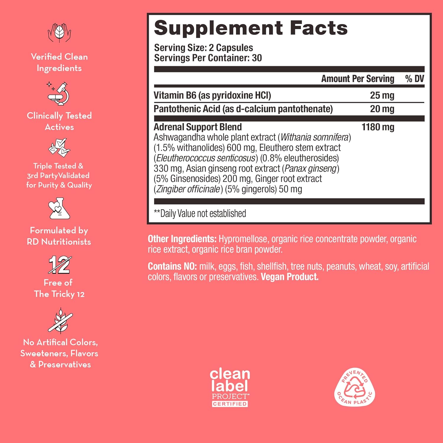 Adrenal & Energy Support Supplement with Ashwagandha Root & B Vitamins for Stress Relief (60-Count)