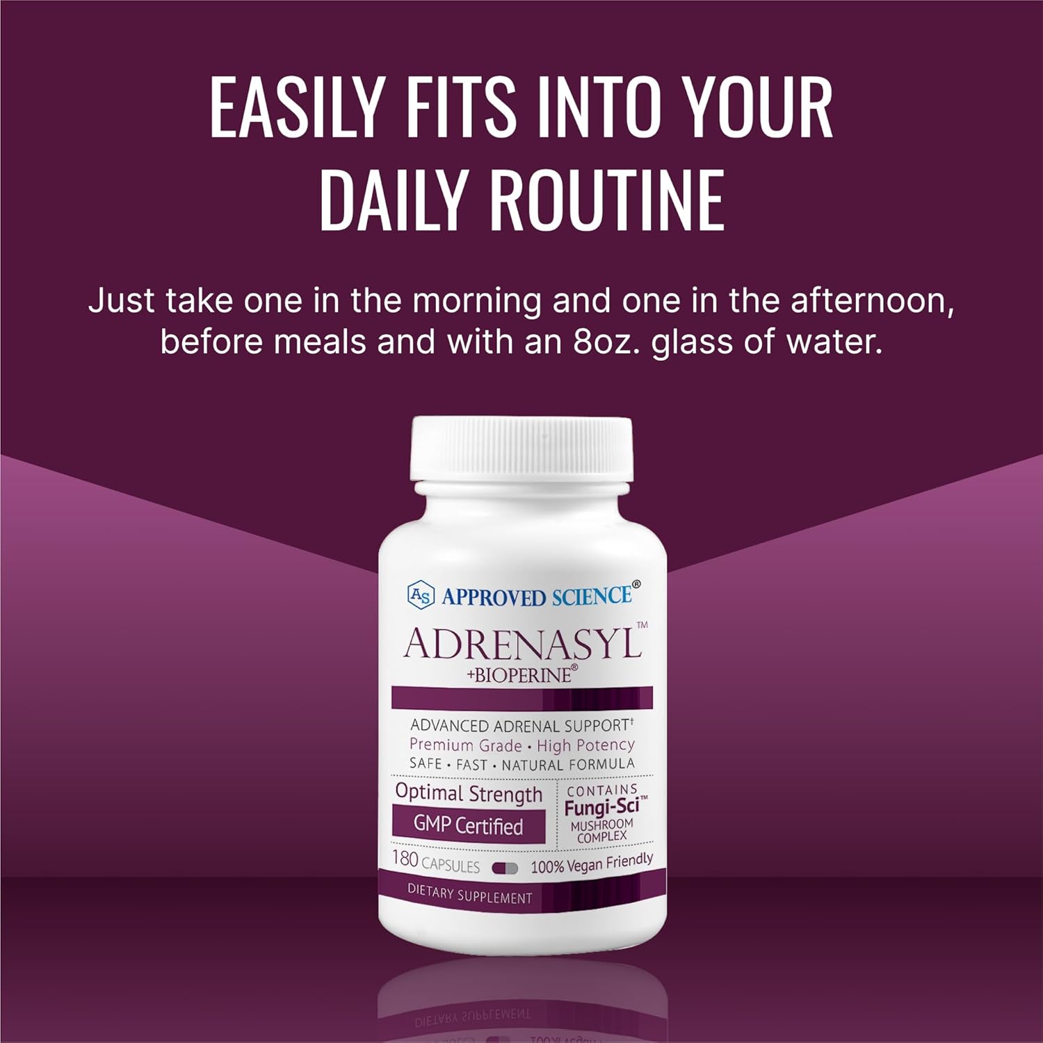 Adrenal Gland Support Supplement - 180 Capsules - Boost Adrenal Health - Approved Science Adrenasyl