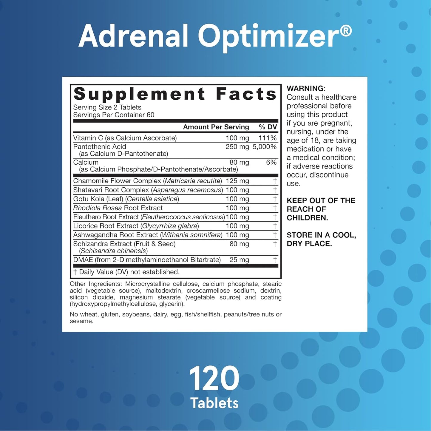 Adrenal Optimizer by Jarrow Formulas: Ashwagandha, Chamomile, Schizandra Extract - Stress Reduction Support - 120 Vegan Tablets, Pack of 12