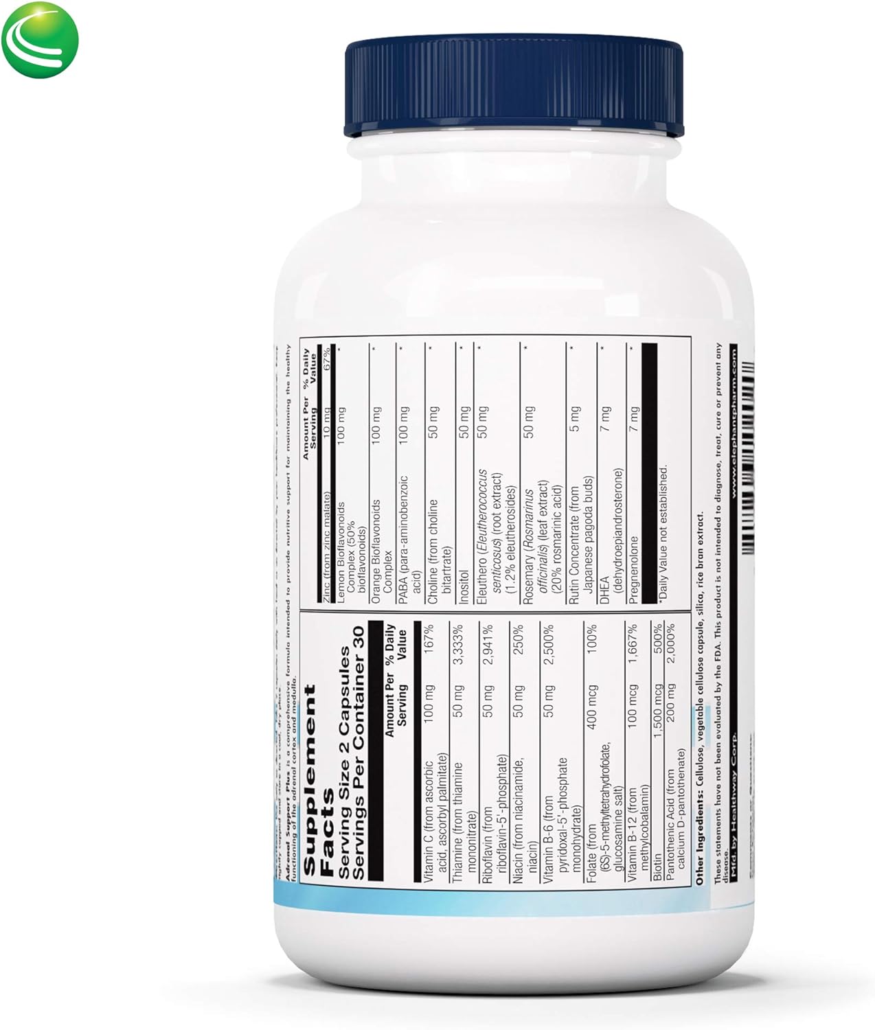 Adrenal Support Plus Capsules with Pregnenolone, DHEA, Herbs & Micronutrients - Promotes Healthy Adrenal Function - 60 Count