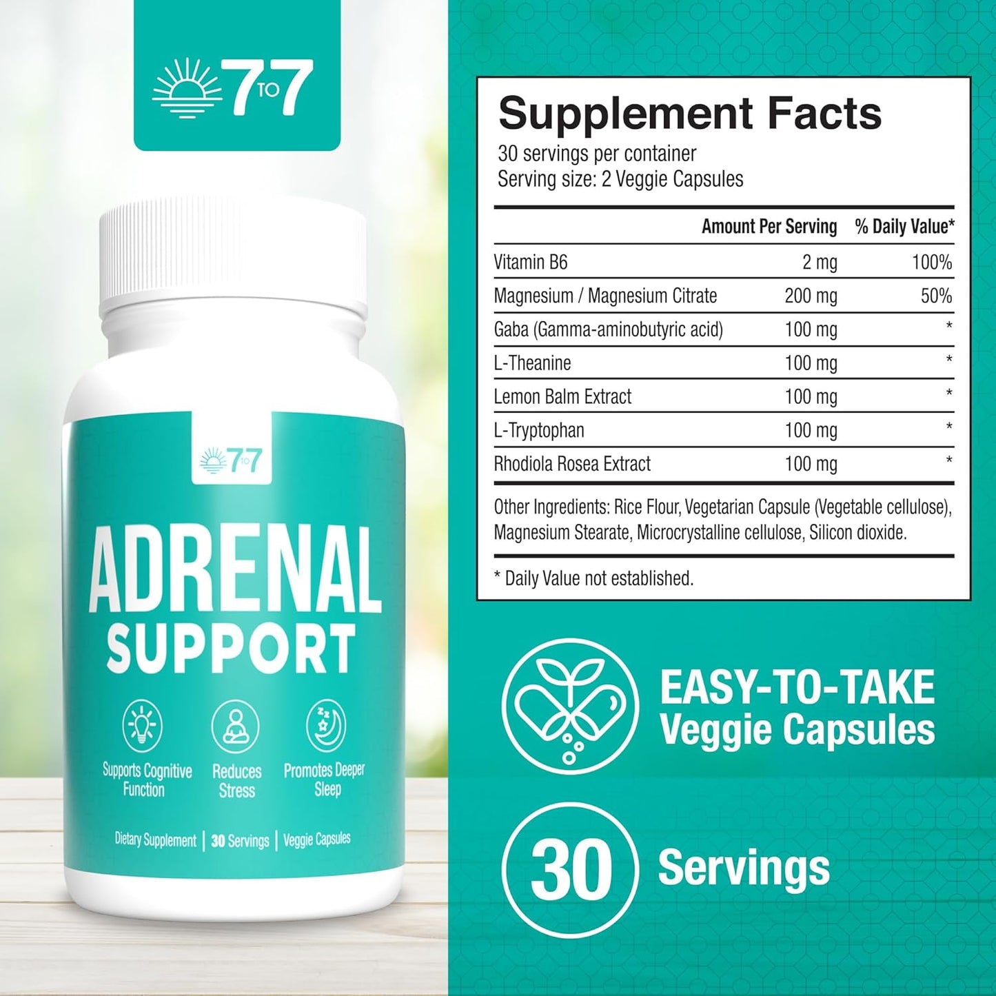 Adrenal Support Supplement - Control Cortisol, Fight Fatigue, Enhance Energy, Sleep Better with Adaptogens & Minerals - Holistic Health Formula