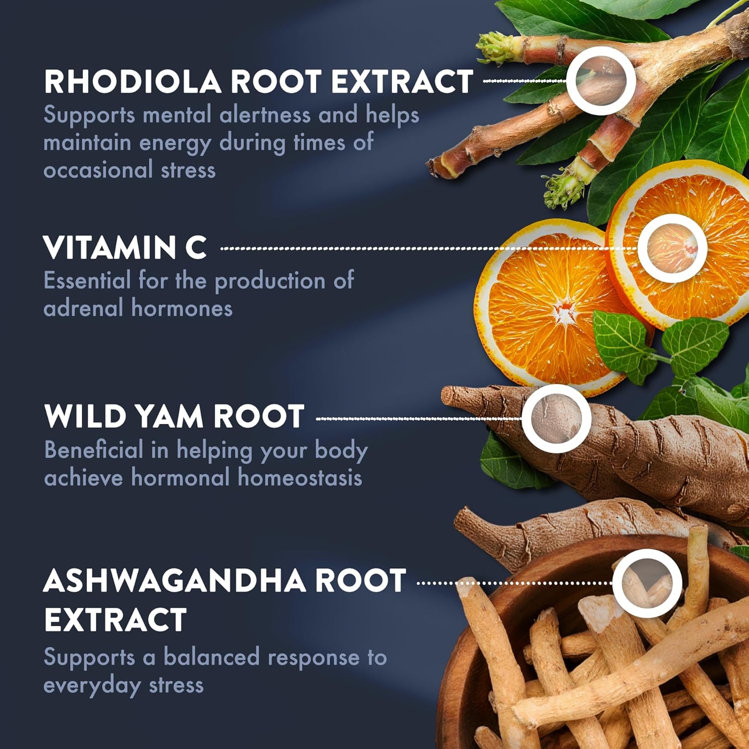 Adrenal Support Supplement with Ashwagandha Extracts for Mood, Focus, Relaxation, and Stress - 60 Tablets