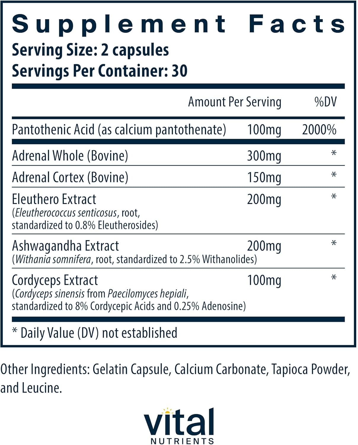 Adrenal Support Supplements for Energy and Stress Management - 60 Capsules, Gluten, Dairy, Soy Free
