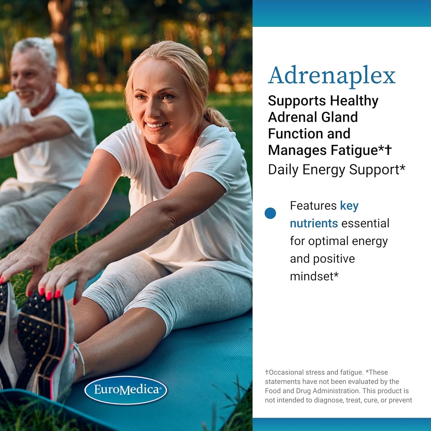 Adrenaplex by EuroMedica - Adrenal Function Support Supplement with L-Tyrosine, Pantothenic Acid & Vitamin B6 - Promotes Adrenal Gland Health & Positive Mood - 60 Capsules