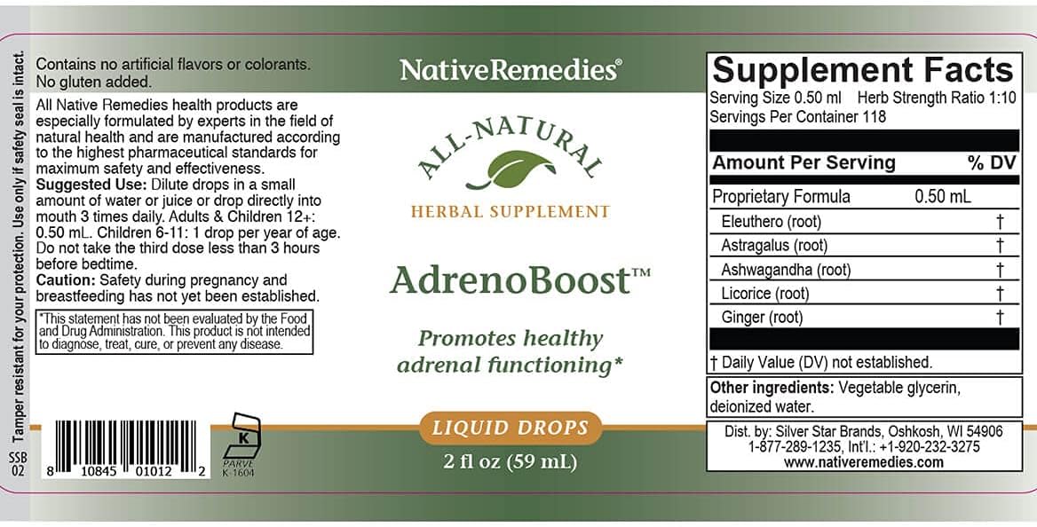 AdrenoBoost Herbal Supplement for Adrenal Support - 2 Fl oz - Natural Remedy