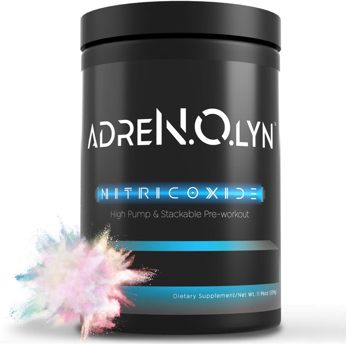 AdreNOlyn Stimulant-Free Pre-Workout Powder - Nitric Oxide Booster for Men & Women, Caffeine-Free Energy Drink Mix (Candy Dust, 25 Servings)