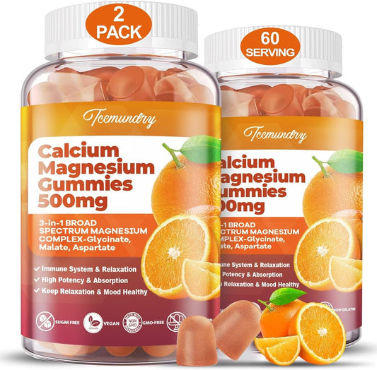 Adult Calcium Magnesium Gummies with Vitamin D3 & K2 - 600mg Calcium Citrate for Bone Health, Sleep, Energy, and Immune Support - 120 Count