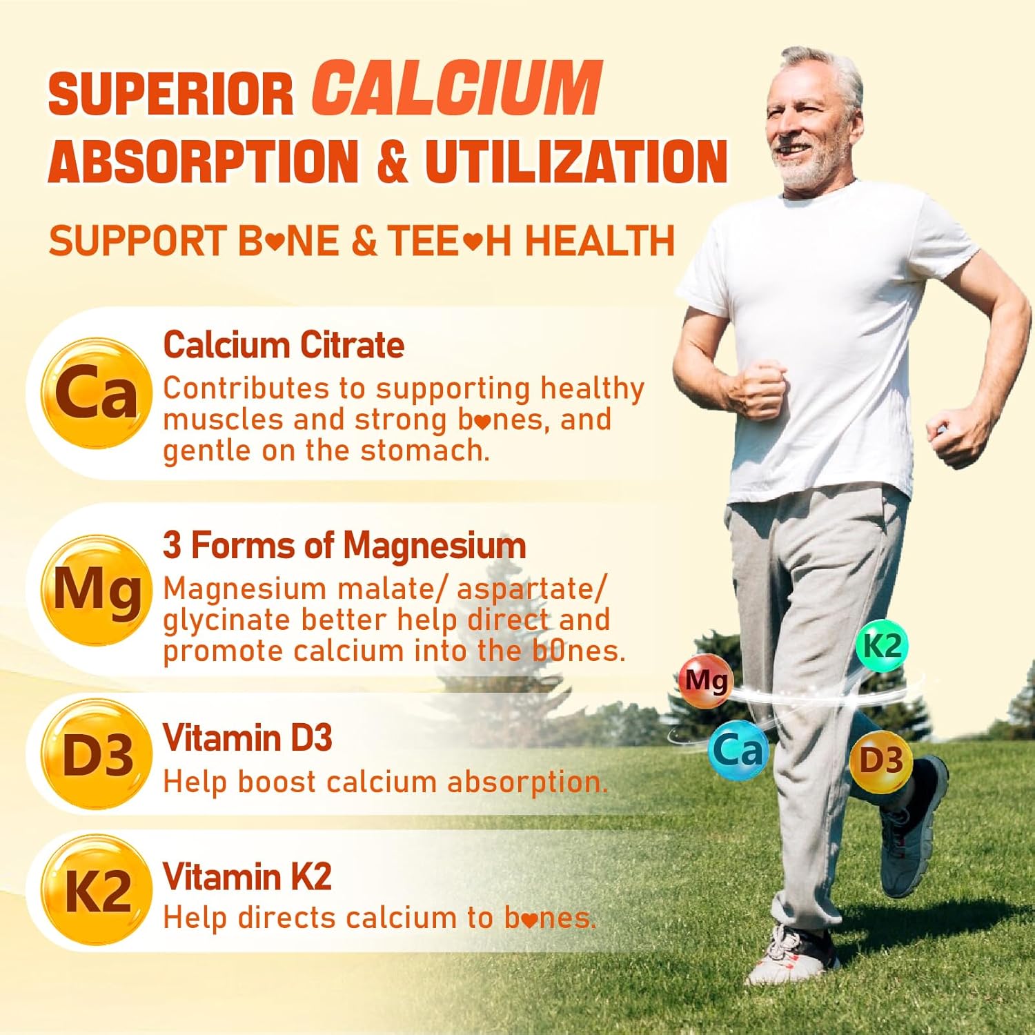 Adult Calcium Magnesium Gummies with Vitamin D3 & K2 - 600mg Calcium Citrate for Bone Health, Sleep, Energy, and Immune Support - 120 Count