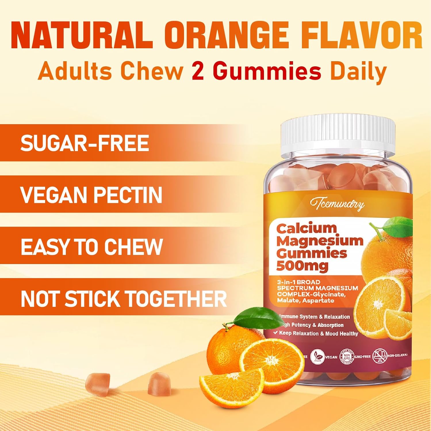 Adult Calcium Magnesium Gummies with Vitamin D3 & K2 - 600mg Calcium Citrate for Bone Health, Sleep, Energy, and Immune Support - 120 Count