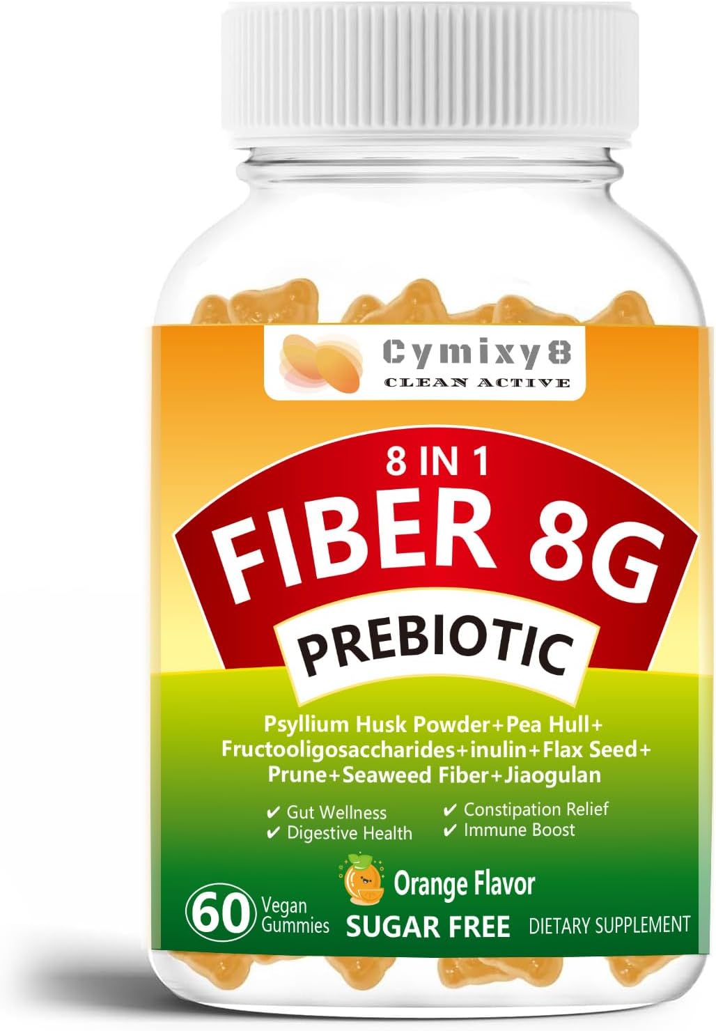 Adult Fiber Gummies by Cymixy8 - Chewable Dietary Supplement for Digestive Health and Regularity