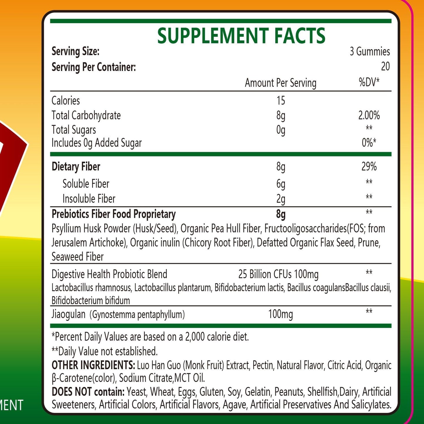 Adult Fiber Gummies by Cymixy8 - Chewable Dietary Supplement for Digestive Health and Regularity