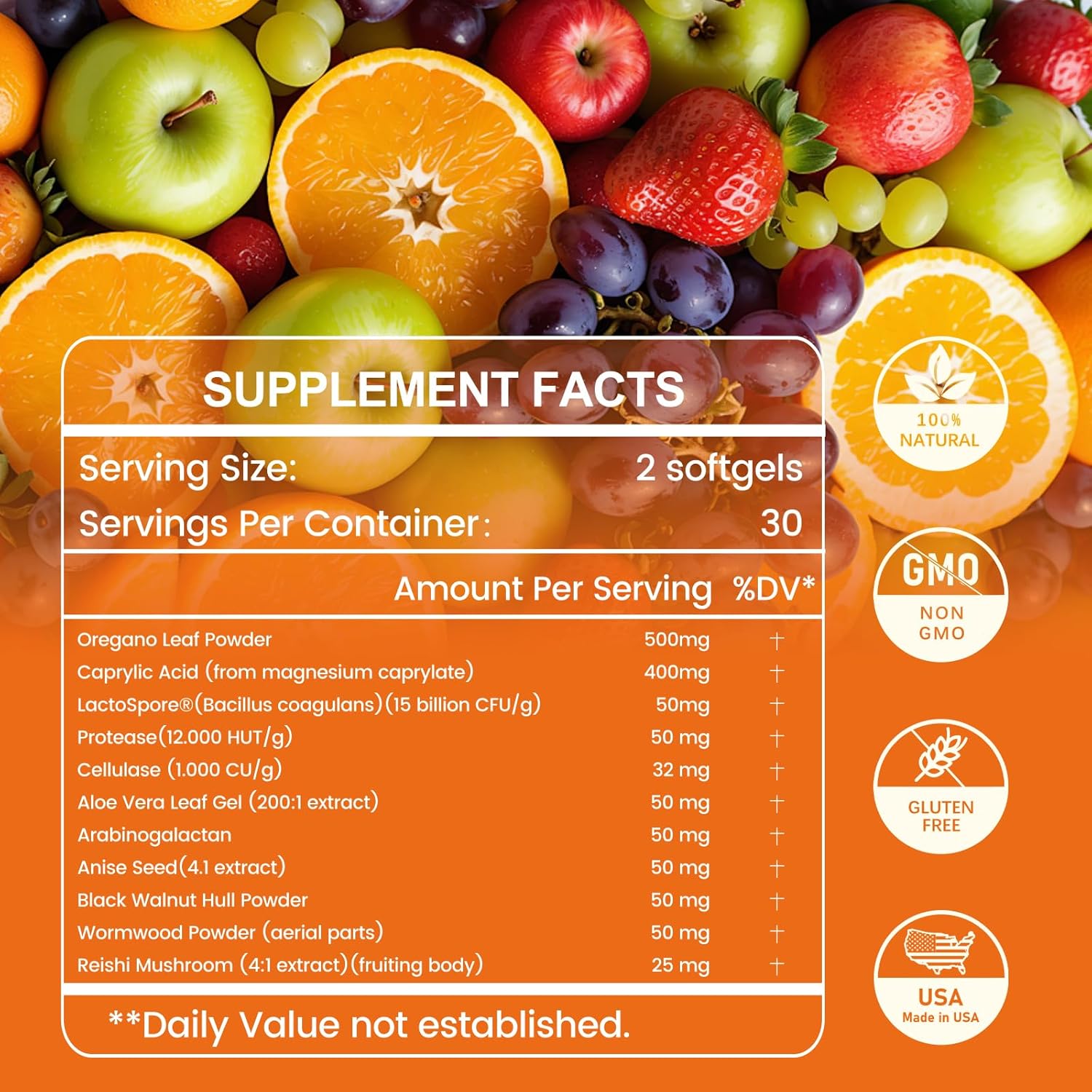 Advanced 11-in-1 Candida Cleanse Supplement with Oregano & Probiotics - 60 Softgels for Men & Women