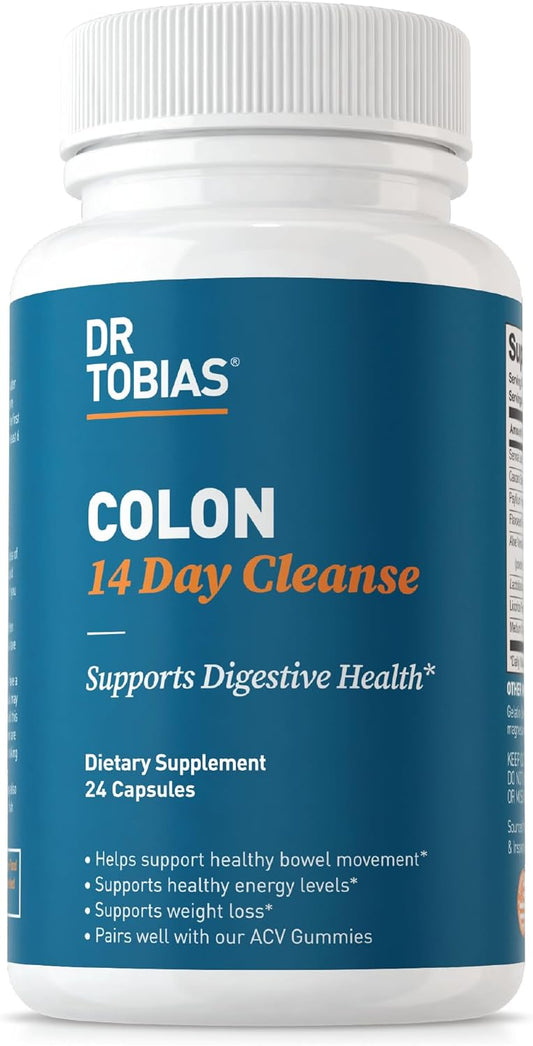 Advanced 14 Day Colon Cleanse Detox for Women & Men - Non-GMO Gut Cleanse with Probiotics, Psyllium Husk, Senna Leaf - 24 Capsules, 1-2 Daily