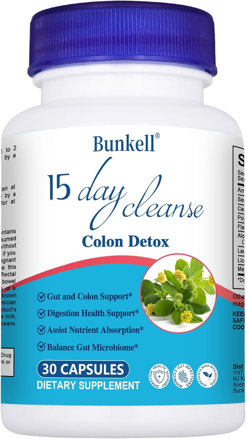 Advanced 15 Day Gut and Colon Cleanse Detox with Senna, Cascara Sagrada, Psyllium Husk - Supports Digestive Health for Women & Men - Non-GMO - 30 Capsules