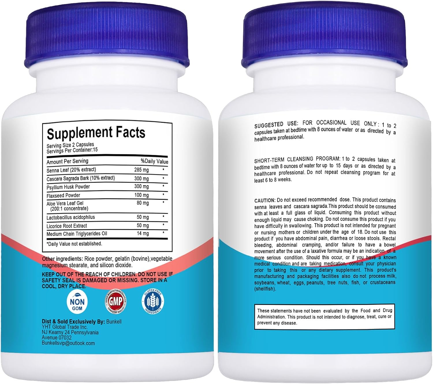 Advanced 15 Day Gut and Colon Cleanse Detox with Senna, Cascara Sagrada, Psyllium Husk - Supports Digestive Health for Women & Men - Non-GMO - 30 Capsules