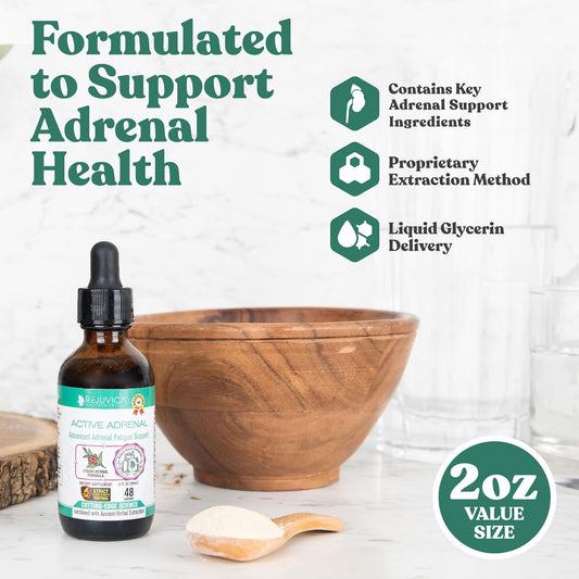 Advanced Adrenal Support Tincture with Liquid Delivery for Better Absorption - Ashwagandha, B-Vitamins, Magnesium - Rejuvica Health Active Adrenal