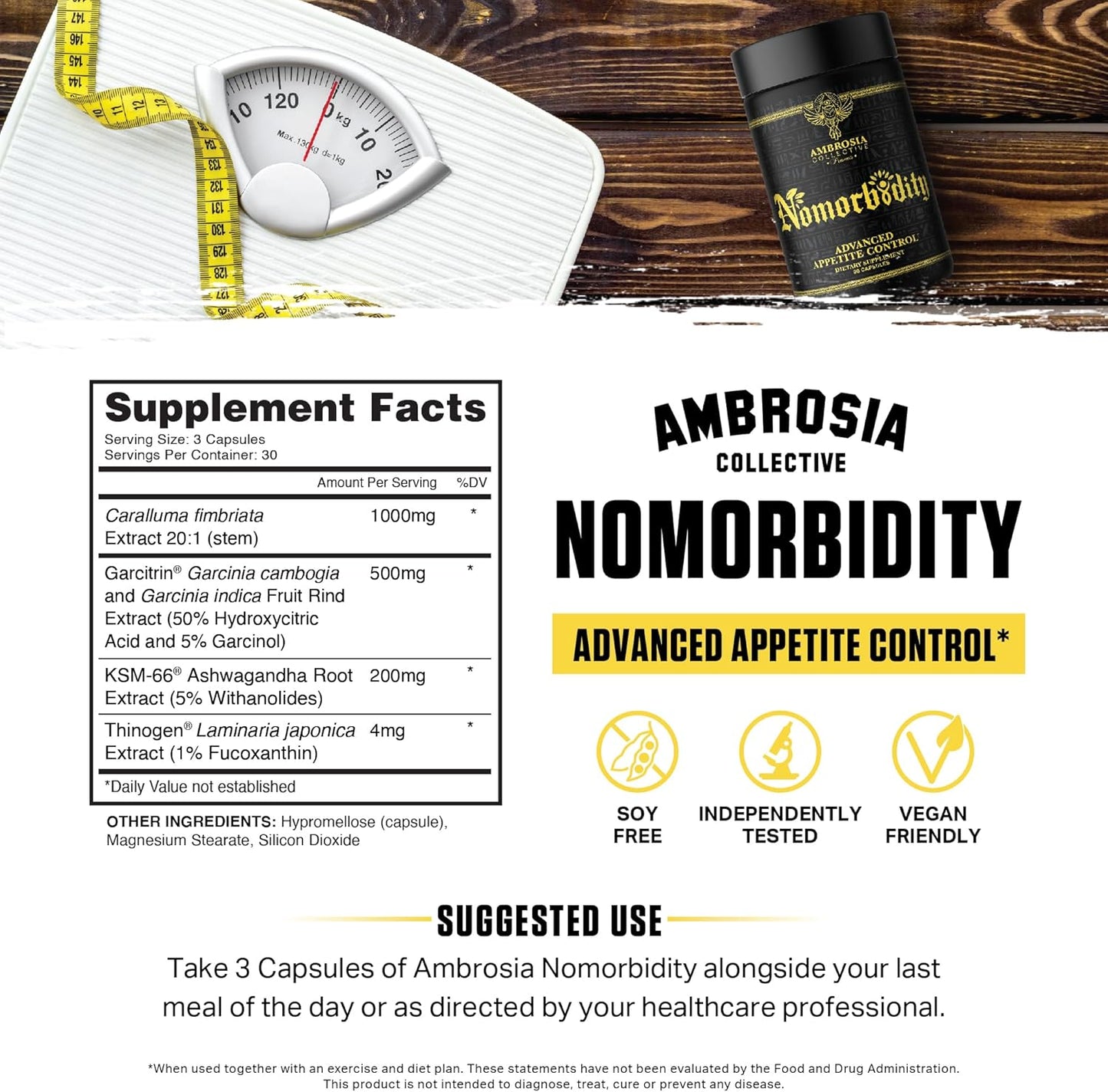 Advanced Appetite Control Supplement with KSM-66 Ashwagandha & Garcitrin for Hunger Management & Mood Support
