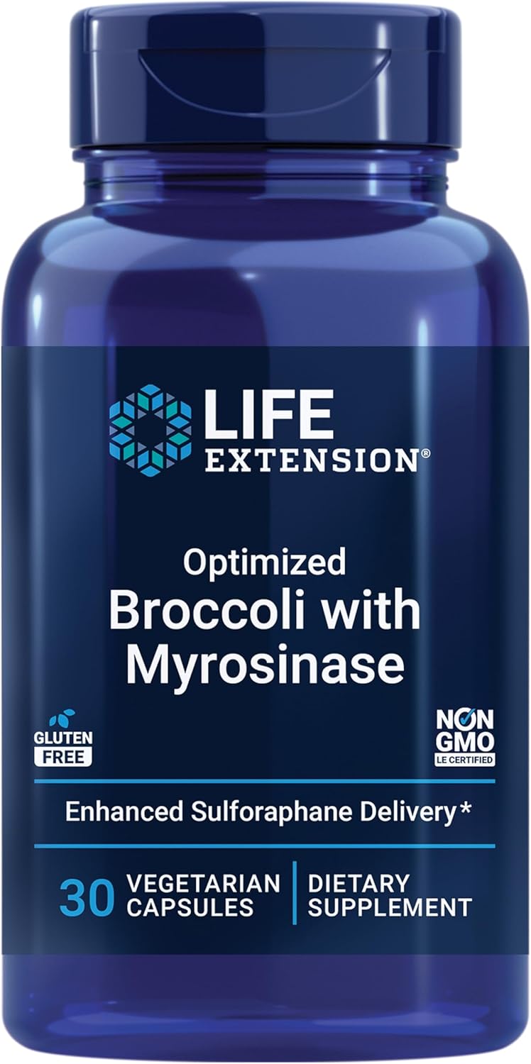Advanced Bioavailable Life Extension Optimized Broccoli with Myrosinase for Liver and Detox Support - Vegetarian, Non-GMO, Gluten-Free - 30 Capsules