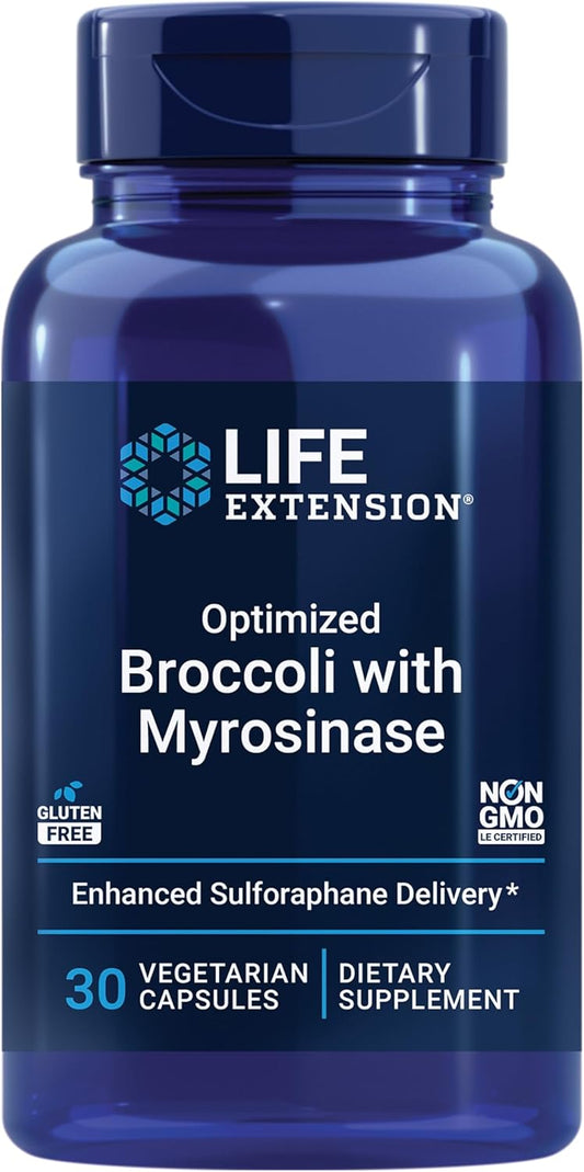 Advanced Bioavailable Life Extension Optimized Broccoli with Myrosinase for Liver and Detox Support - Vegetarian, Non-GMO, Gluten-Free - 30 Capsules