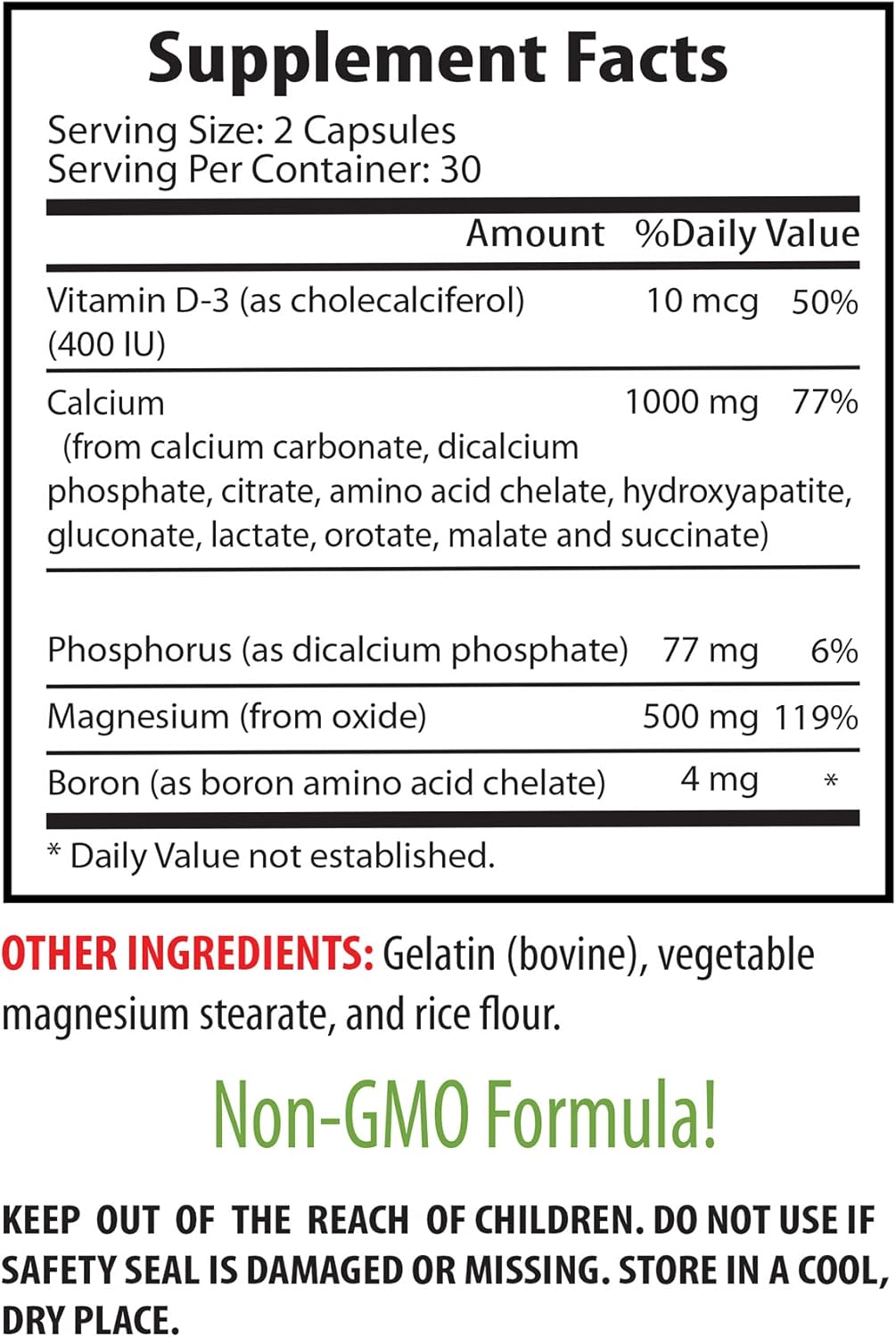 Advanced Bone and Joint Vitamins with Calcium, Magnesium, Phosphorus, Vitamin D-3, and Boron - 60 Capsules