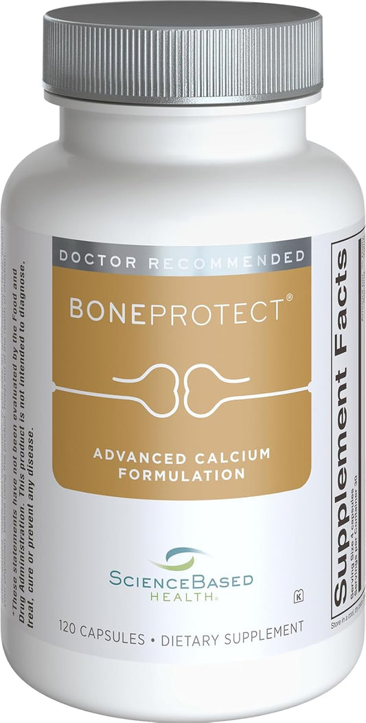 Advanced BoneProtect Supplement - 800 mg Calcium, Vitamin D, K, Soy Isoflavones, Green Tea - 120 Capsules