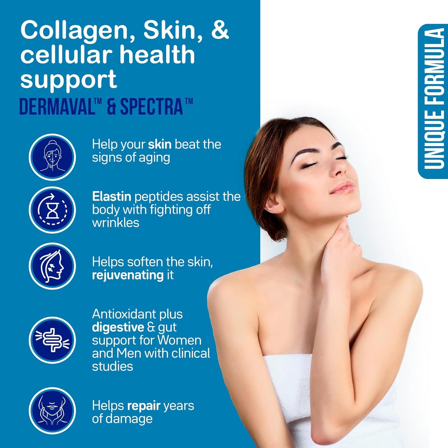 Advanced Collagen & Skin Support with Antioxidants, Digestive Enzymes, and Probiotics - Clinical Studies - 30 Day Supply - For Women & Men