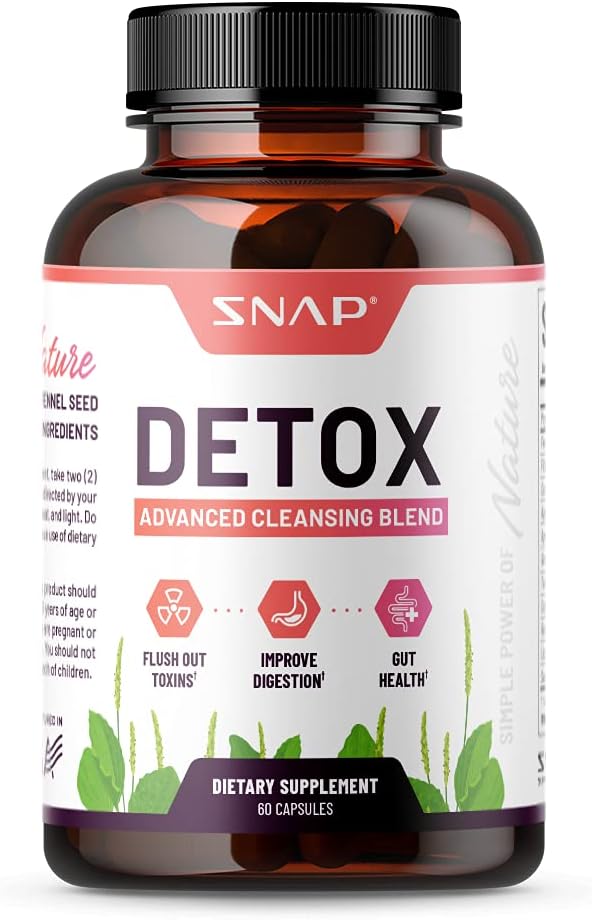 Advanced Detox Cleanse Capsules - Full Body Toxin Flush, Improve Digestion, Gut Health - Licorice & Ginger Root - 60 Capsules
