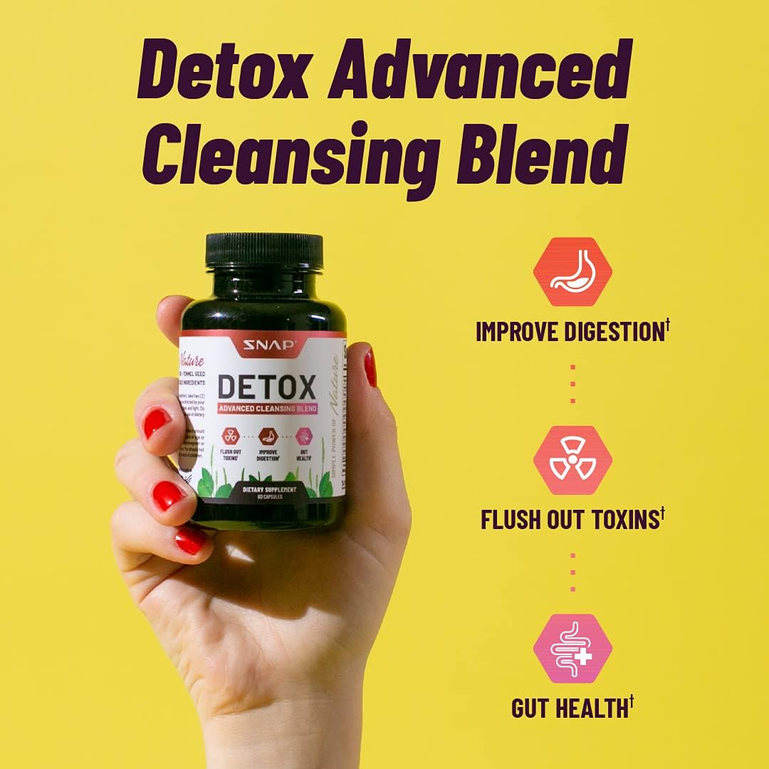 Advanced Detox Cleanse Capsules - Full Body Toxin Flush, Improve Digestion, Gut Health - Licorice & Ginger Root - 60 Capsules