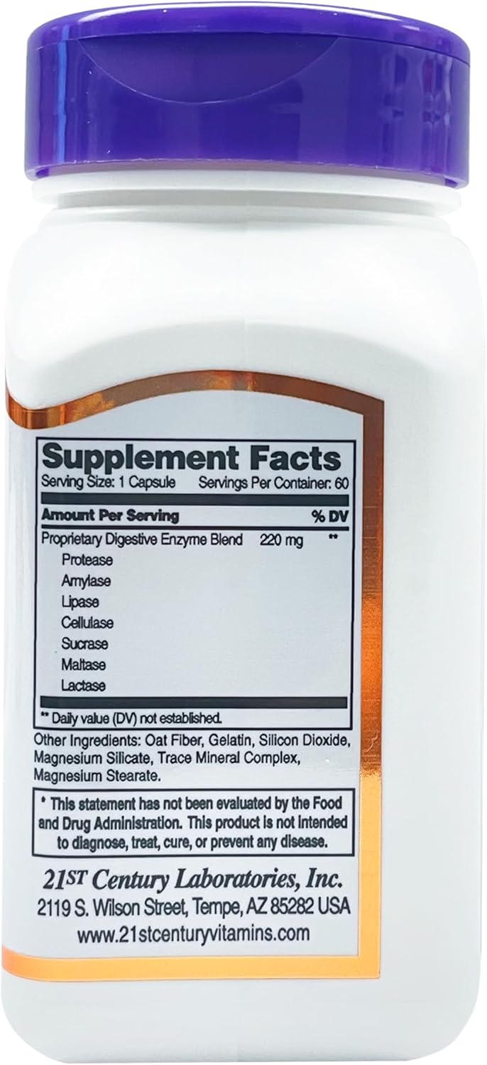 Advanced Digestive Enzymes Supplement - 60 Capsules for Optimal Digestion and Nutrient Absorption