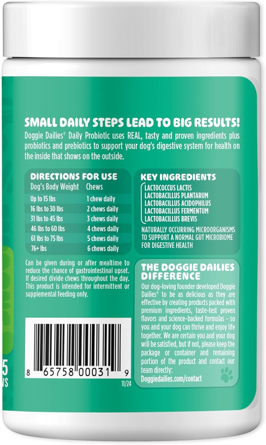 Advanced Duck Flavored Probiotics for Dogs - 225 Chews, Supports Digestive & Immune Health